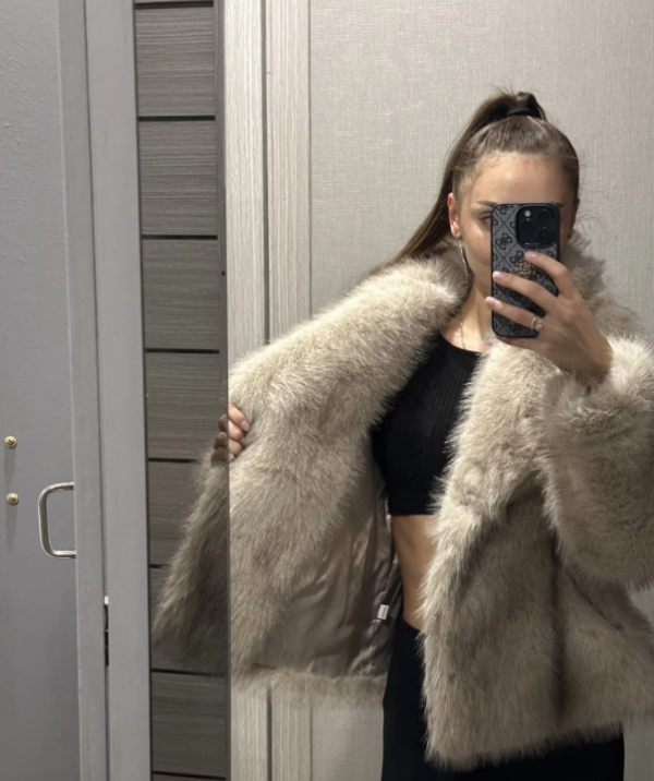 Gray Gradient Fur Coat