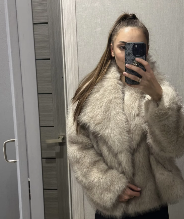 Gray Gradient Fur Coat