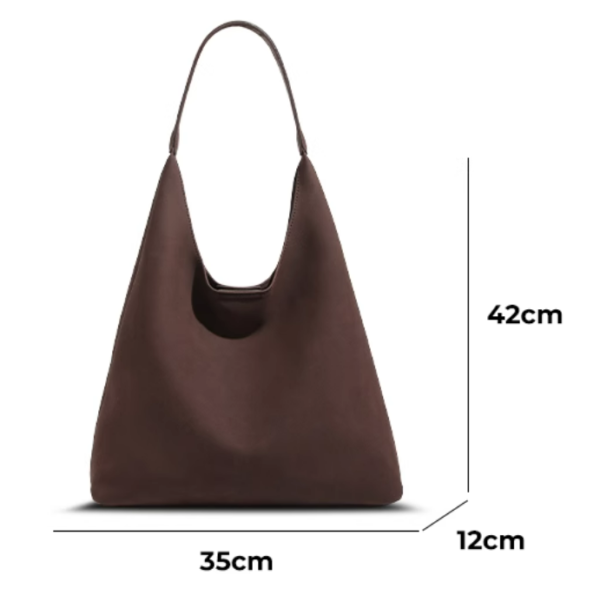 Vintage Suede Leather Tote Bag – Women Winter Casual Shoulder Bag - Image 6